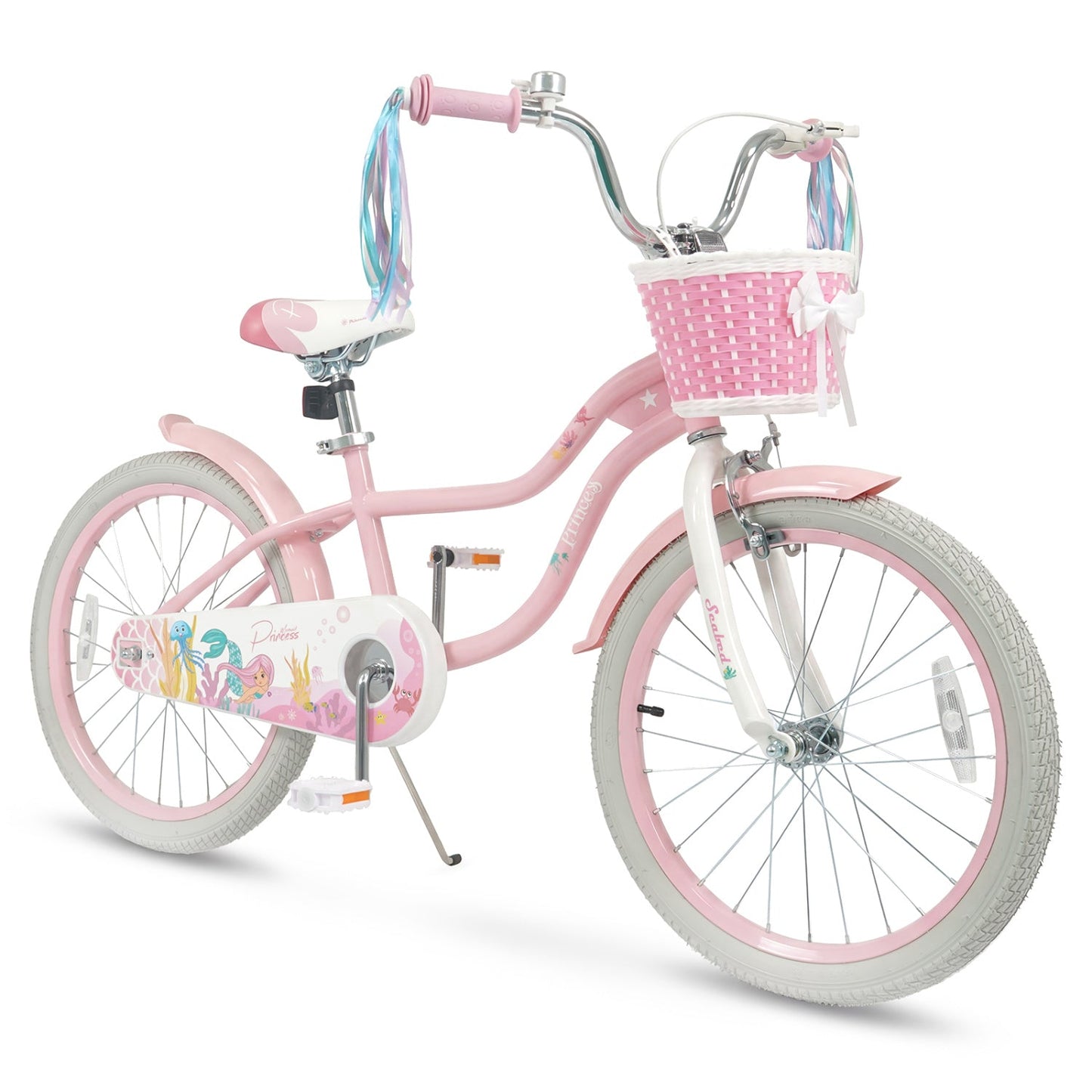 18-Inch Kids Bike Adjustable with Basket and Streamers Pink