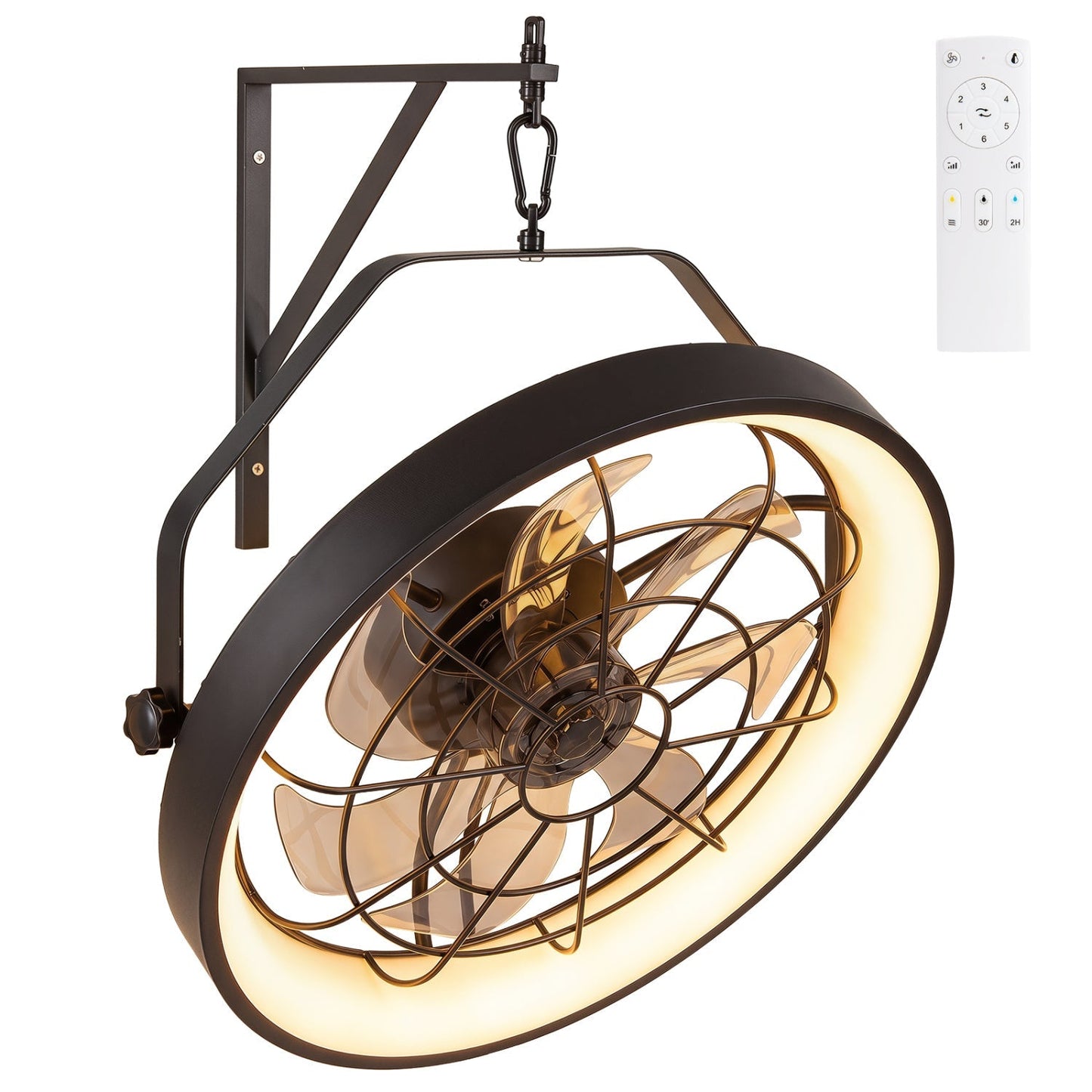 20" Wall Mounted Fan with Dimmable LED Light and Timer