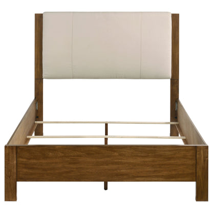 Adderley Queen Wood Panel Bed Cream and Warm Brown