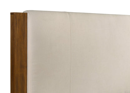 Adderley Queen Wood Panel Bed Cream and Warm Brown