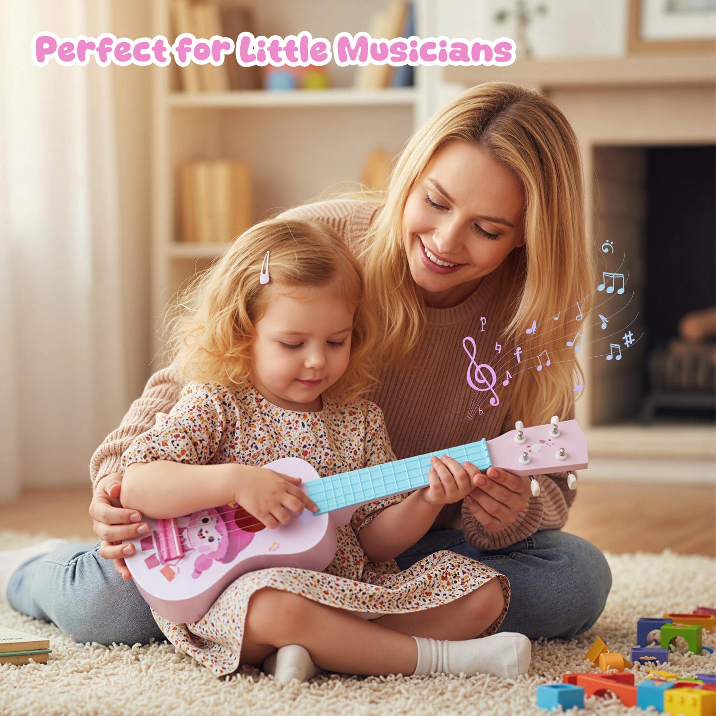 21 Inch Children Mini Ukulele with 4 Nylon Strings and 12 Frets