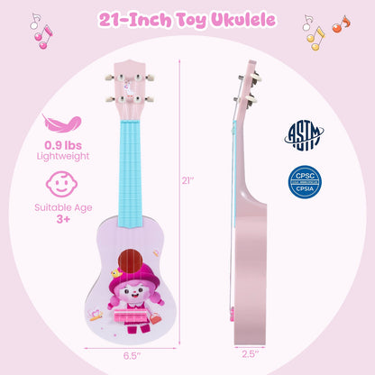 21 Inch Children Mini Ukulele with 4 Nylon Strings and 12 Frets