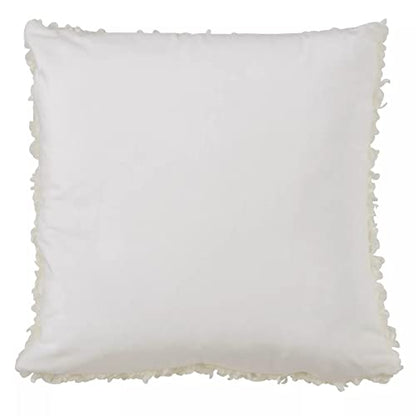 Fennco Styles Cozy Faux Lamb Fur Decorative Throw Pillow 18" W x 18" L – Ivory Cushion for Couch, Bedroom, Living Room and Office Décor