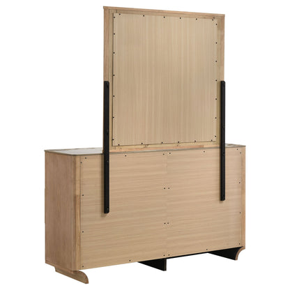 Leanne 6-drawer Sinter Stone Top Dresser and Mirror Light Oak