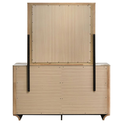 Leanne 6-drawer Sinter Stone Top Dresser and Mirror Light Oak