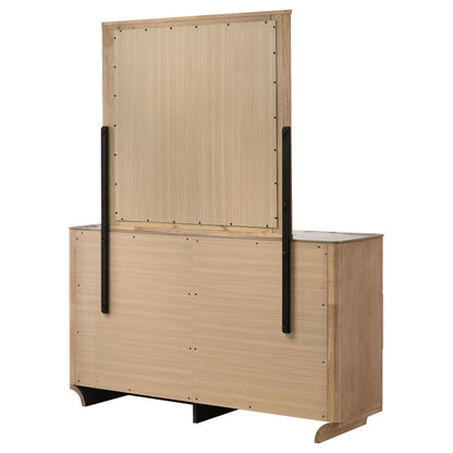 Leanne 6-drawer Sinter Stone Top Dresser and Mirror Light Oak