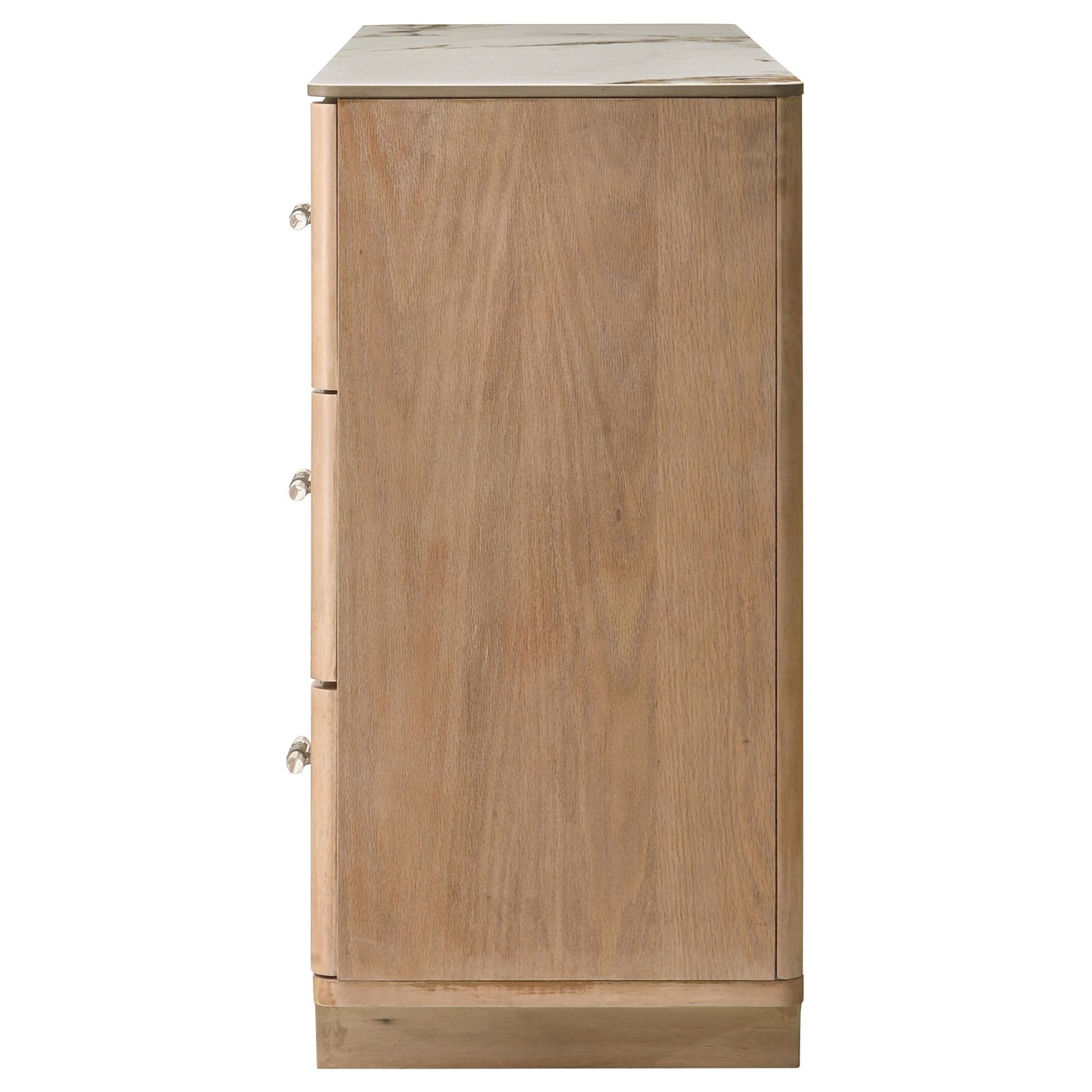 Leanne 6-drawer Sinter Stone Top Dresser Cabinet Light Oak