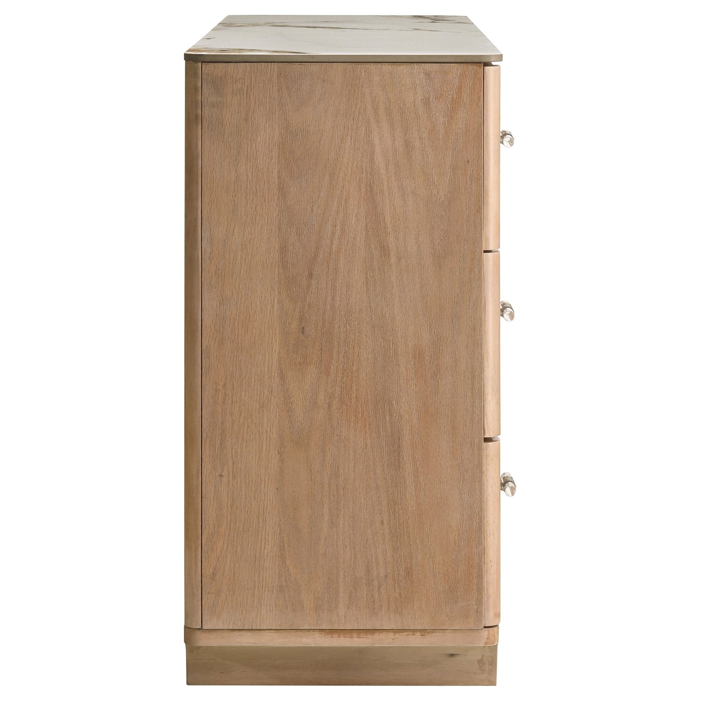 Leanne 6-drawer Sinter Stone Top Dresser Cabinet Light Oak