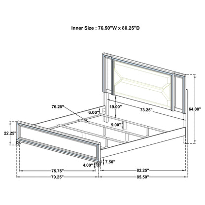 Marmore 64-inch Eastern King Panel Bed LED Headboard White