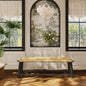 Farmhouse Modern Solid Wood Rattan Bench - 59 Inch