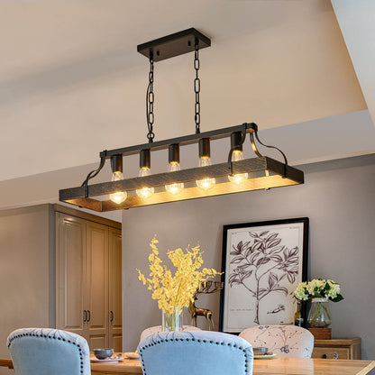 34" Black & Gold Vintage Chandelier | 5-Light Antique Pendant with Adjustable Chain for Dining Room, Kitchen & Living Room