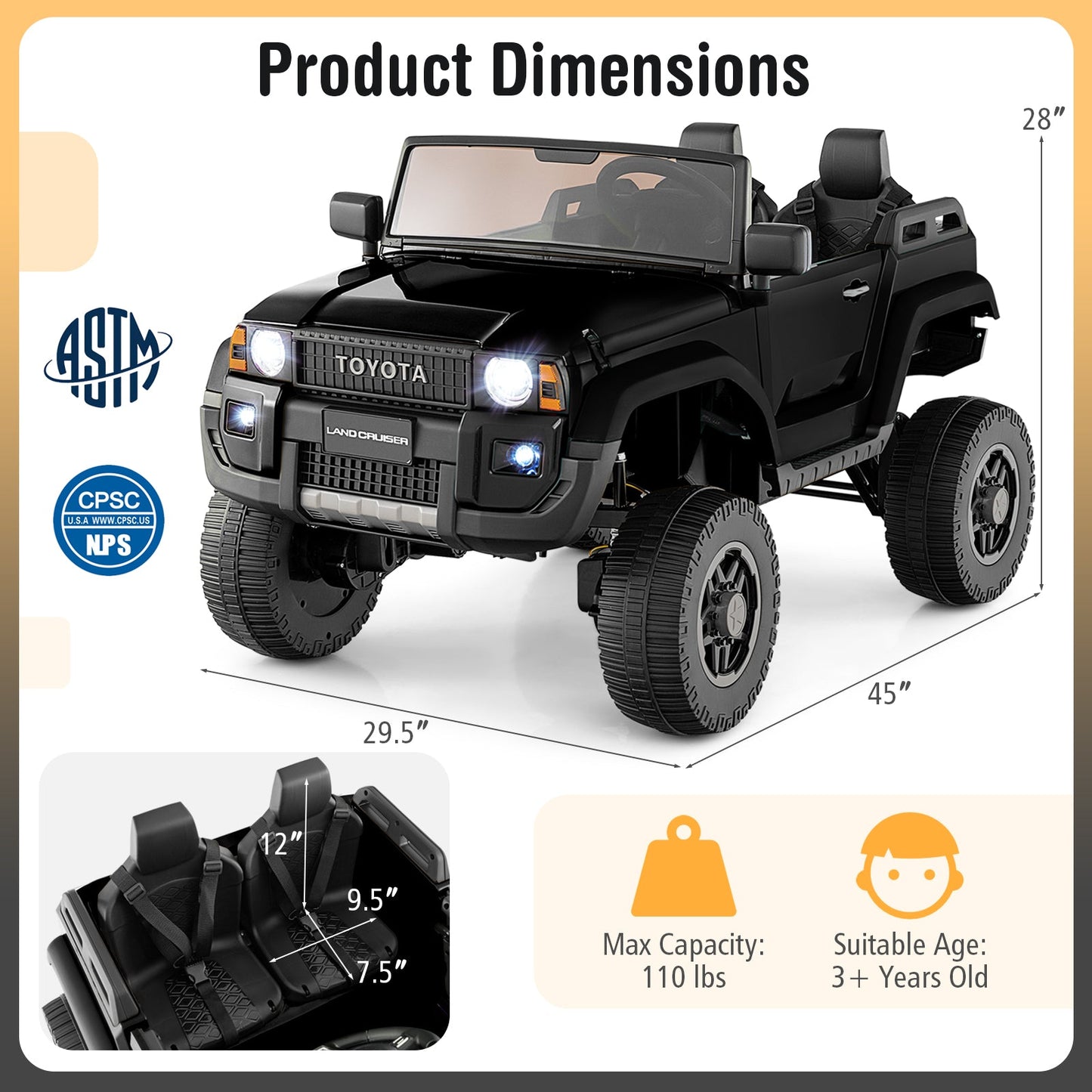 24V 2 Seater Ride on Car 4WD/2WD Switchable for Kids with Remote for Ages 3+