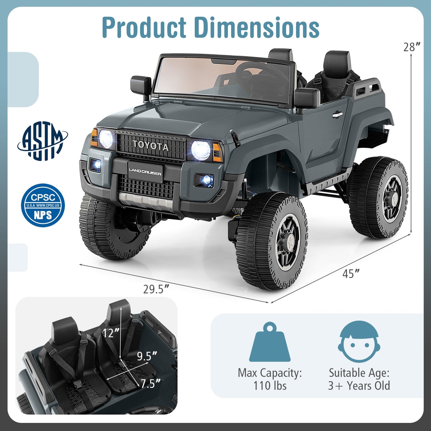 24V 2 Seater Ride on Car 4WD/2WD Switchable for Kids with Remote for Ages 3+
