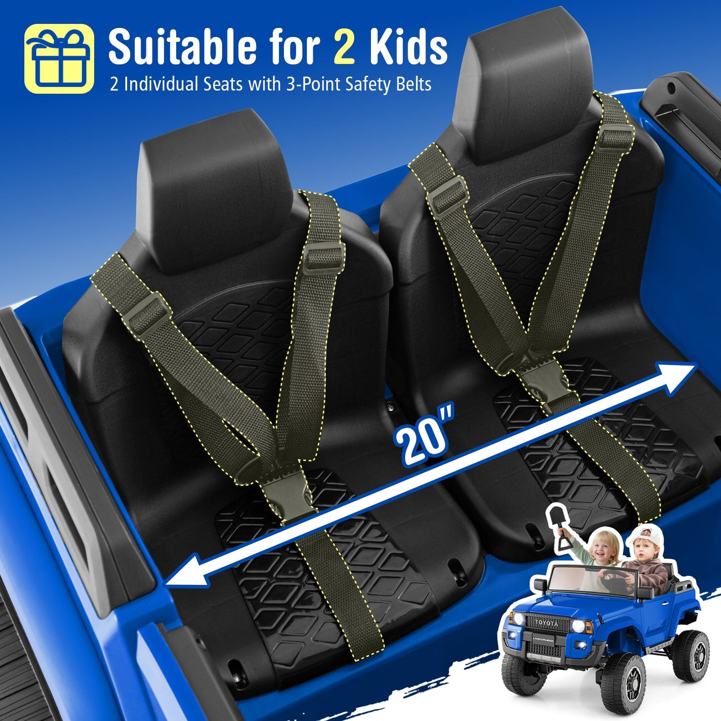 24V 2 Seater Ride on Car 4WD/2WD Switchable for Kids with Remote for Ages 3+