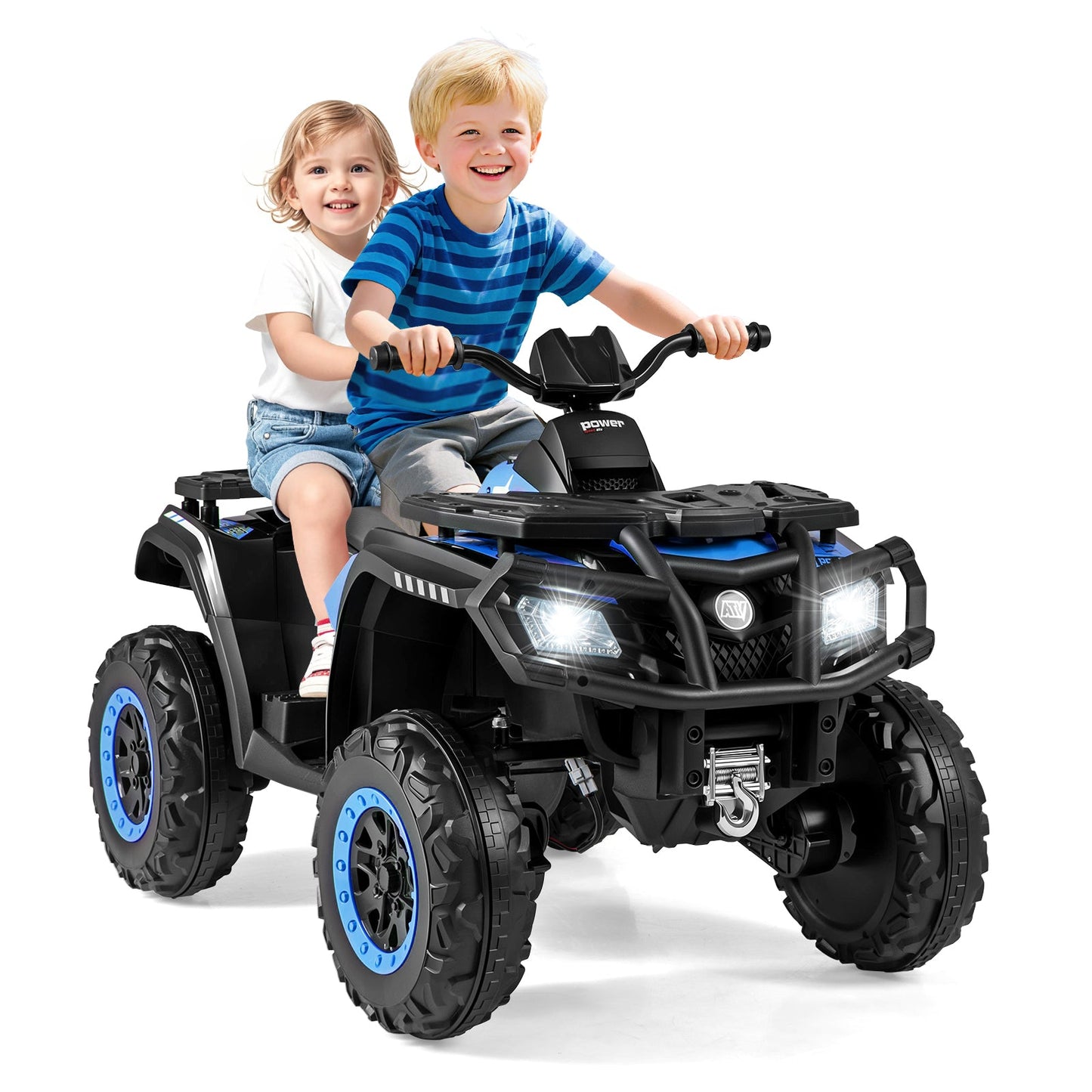 24V Kids ATV 2-Seater with 4 Motors with LED Lights and Music