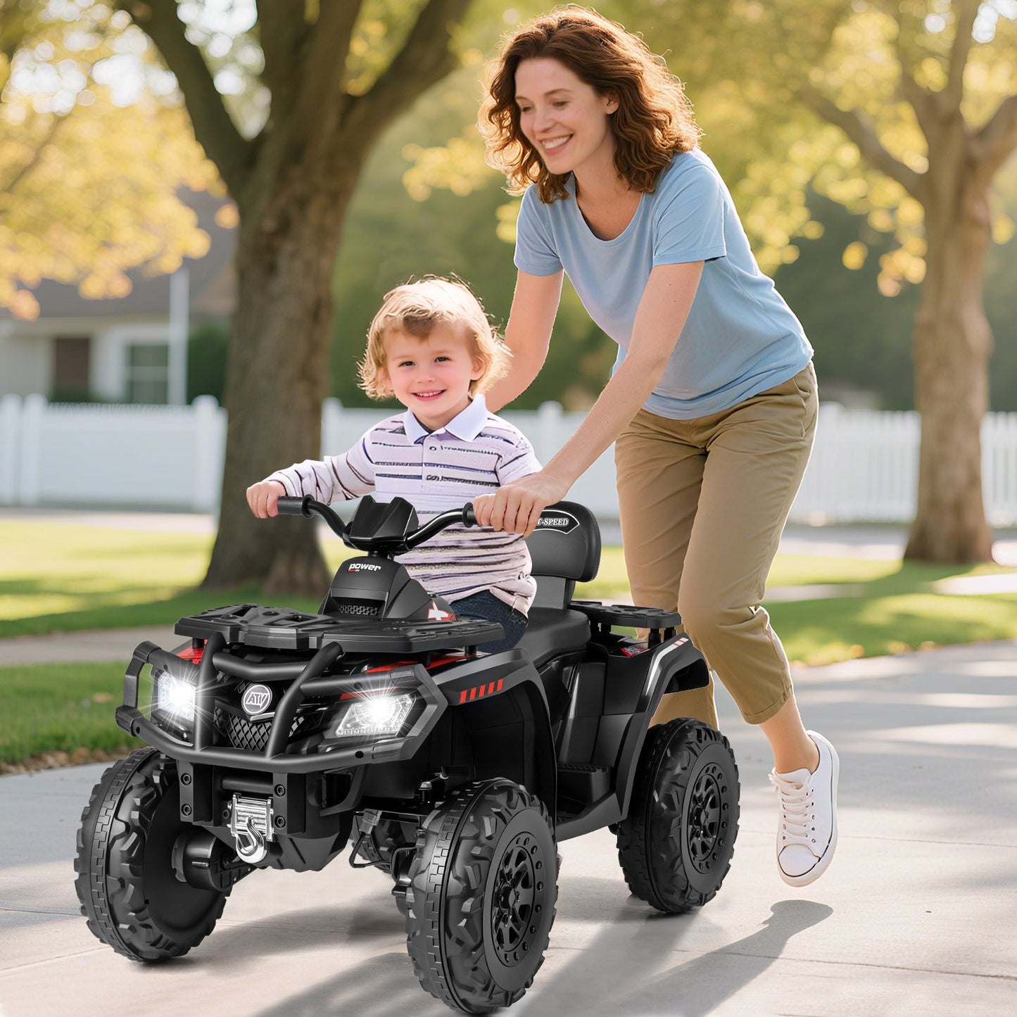 24V Kids ATV 2-Seater with 4 Motors with LED Lights and Music