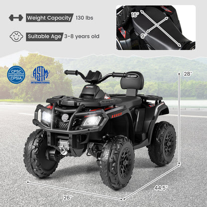 24V Kids ATV 2-Seater with 4 Motors with LED Lights and Music