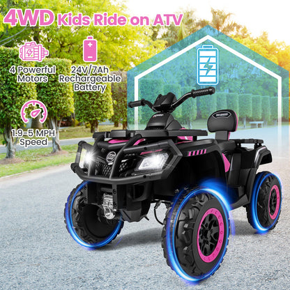 24V Kids ATV 2-Seater with 4 Motors with LED Lights and Music