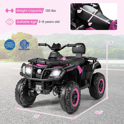 24V Kids ATV 2-Seater with 4 Motors with LED Lights and Music