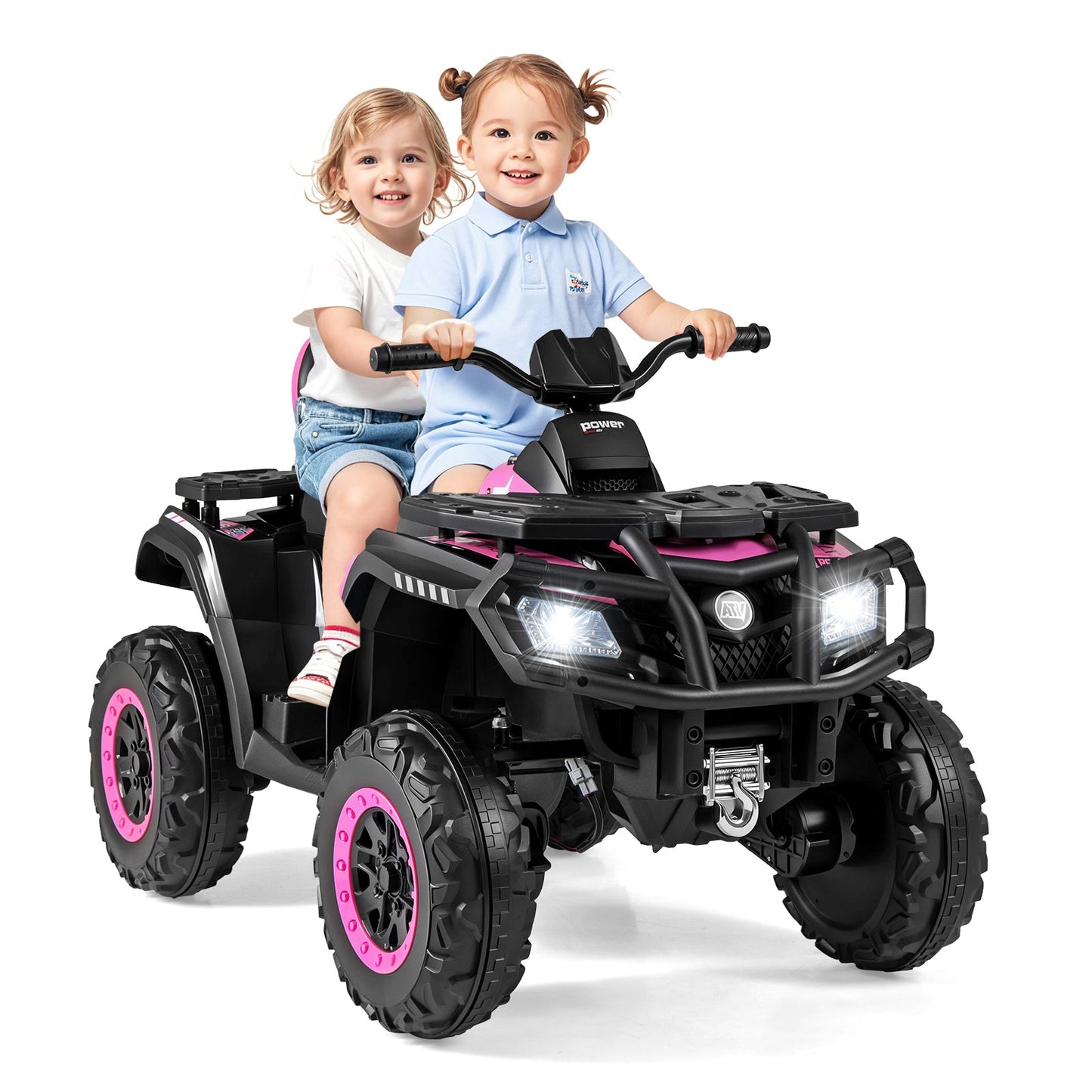 24V Kids ATV 2-Seater with 4 Motors with LED Lights and Music