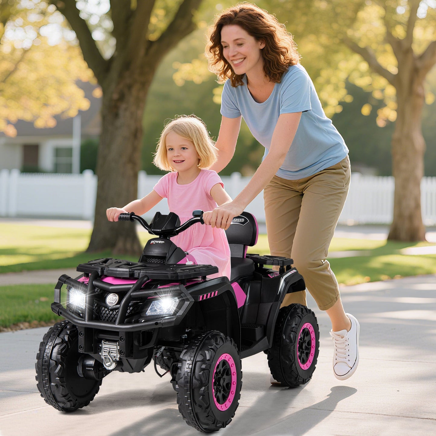 24V Kids ATV 2-Seater with 4 Motors with LED Lights and Music