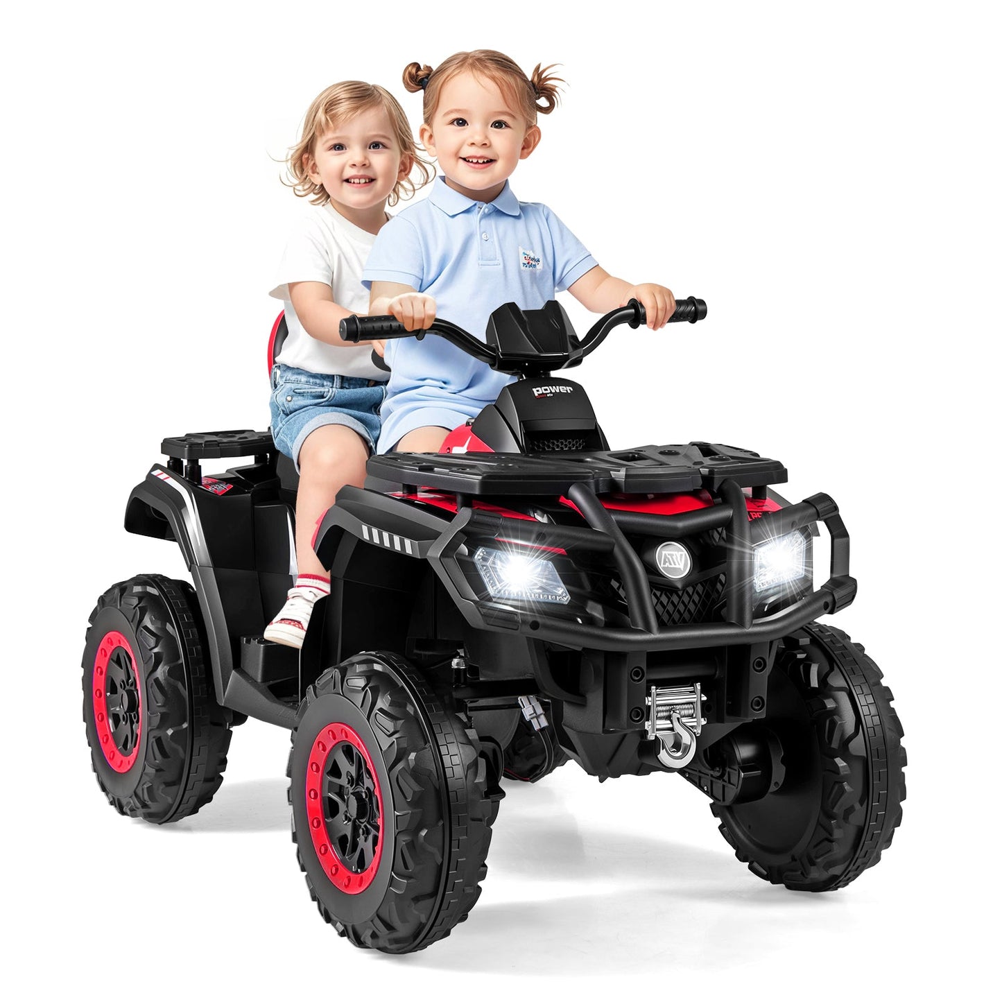 24V Kids ATV 2-Seater with 4 Motors with LED Lights and Music