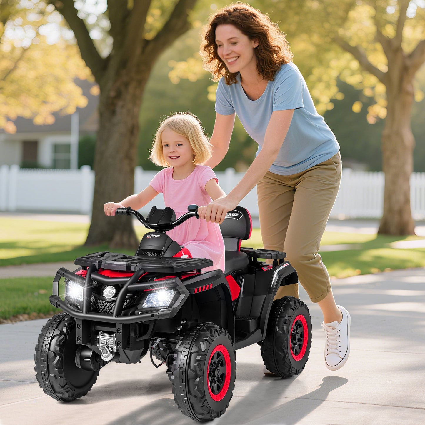 24V Kids ATV 2-Seater with 4 Motors with LED Lights and Music