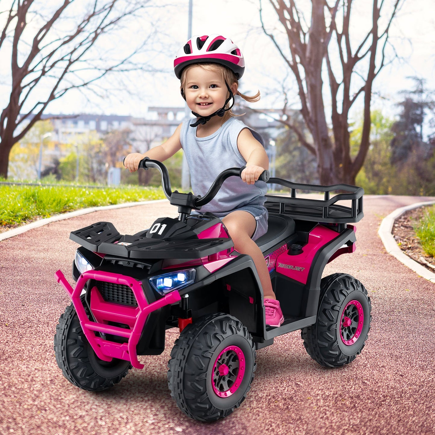 24V Kids Ride on Electric ATV Quad Car with Realistic Sounds and LED Lights