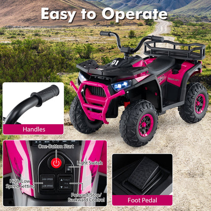 24V Kids Ride on Electric ATV Quad Car with Realistic Sounds and LED Lights