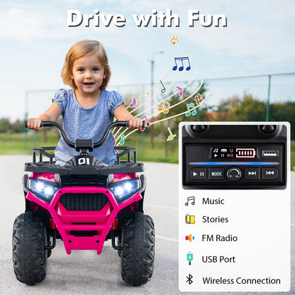 24V Kids Ride on Electric ATV Quad Car with Realistic Sounds and LED Lights