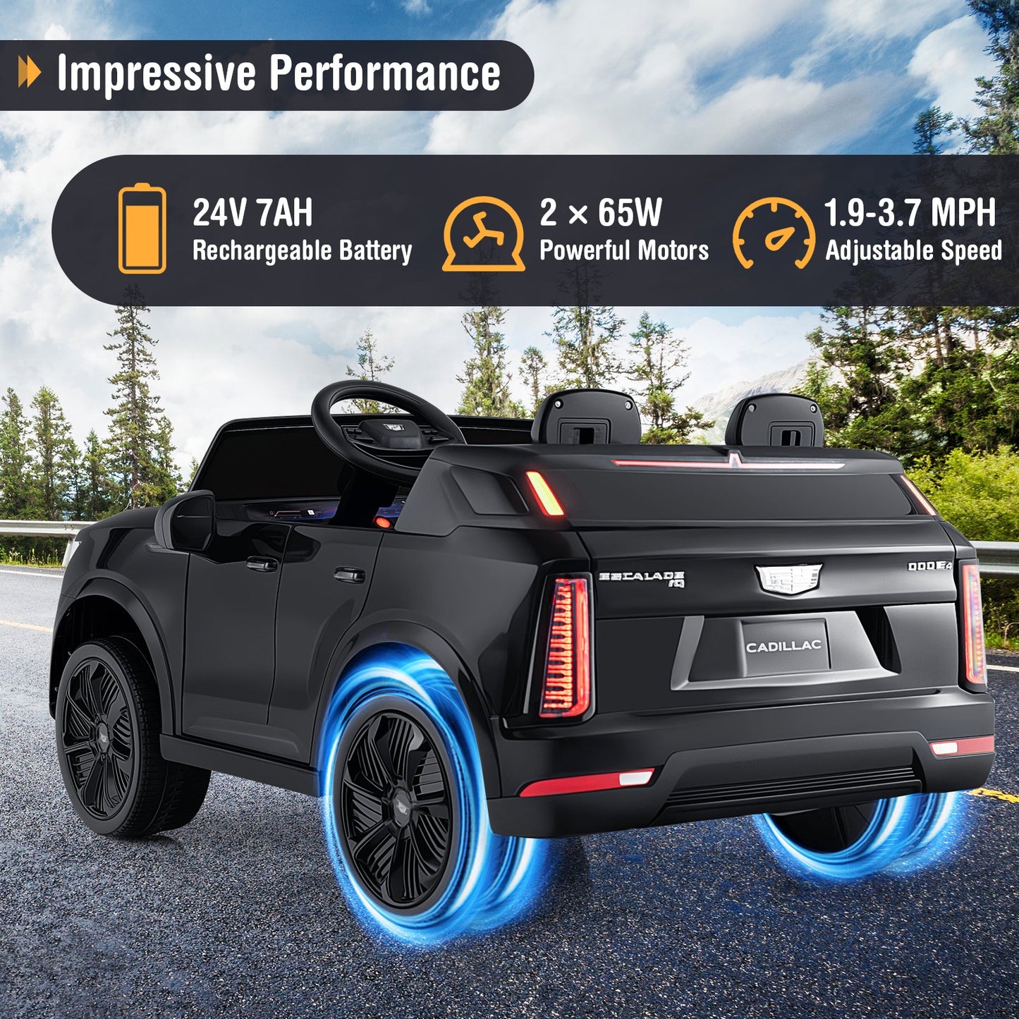 24V Ride on Truck 2-Seater Licensed Cadillac with Remote Control