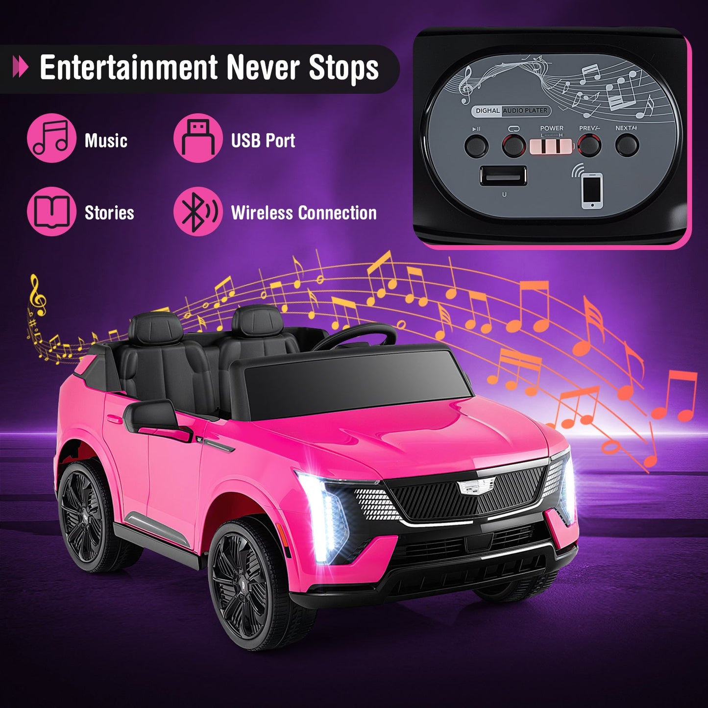 24V Ride on Truck 2-Seater Licensed Cadillac with Remote Control