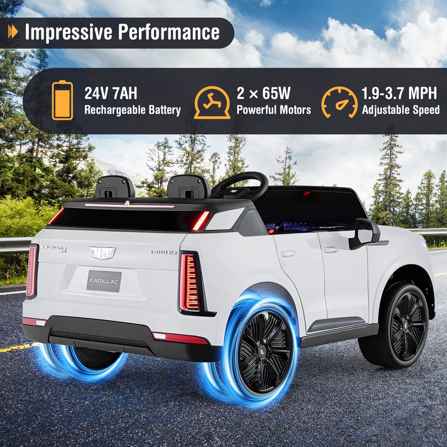 24V Ride on Truck 2-Seater Licensed Cadillac with Remote Control