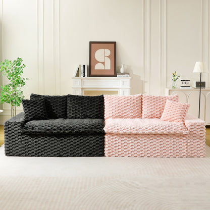 Multifunctional Sofa Pink Black, Fits 4 People