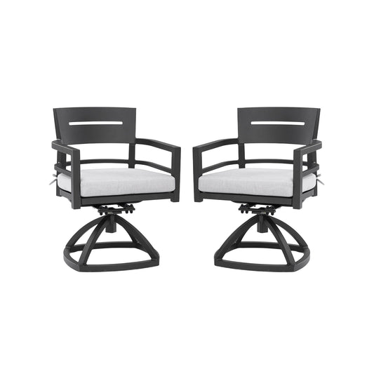 Outdoor Patio Swivel Rocker With Outdoor Grade Sunbrella Fabric Cushions (Set of 2) - Ember Black