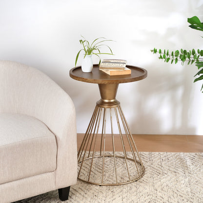 Hollow Edge Retro Art Pine Side Table, Antique