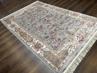 Turkish Silk Rug 5x7, Hunting Design, Animal Pictorials, Bamboo Silk