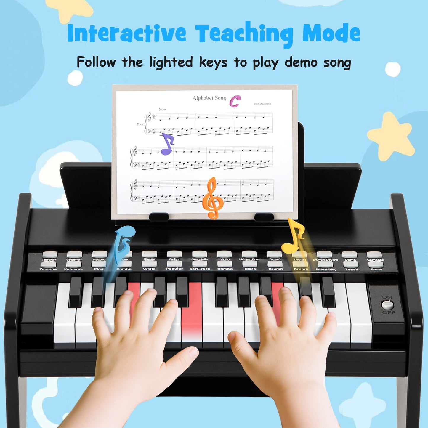25 Keys Kids Piano Keyboard with Adjustable Speed and Volume