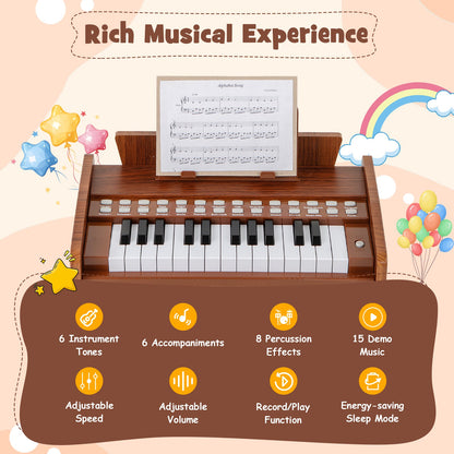 25 Keys Kids Piano Keyboard with Adjustable Speed and Volume