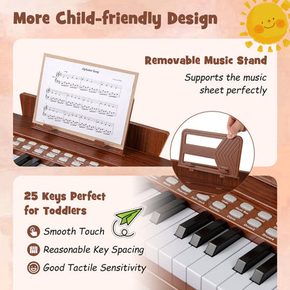 25 Keys Kids Piano Keyboard with Adjustable Speed and Volume