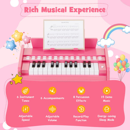 25 Keys Kids Piano Keyboard with Adjustable Speed and Volume