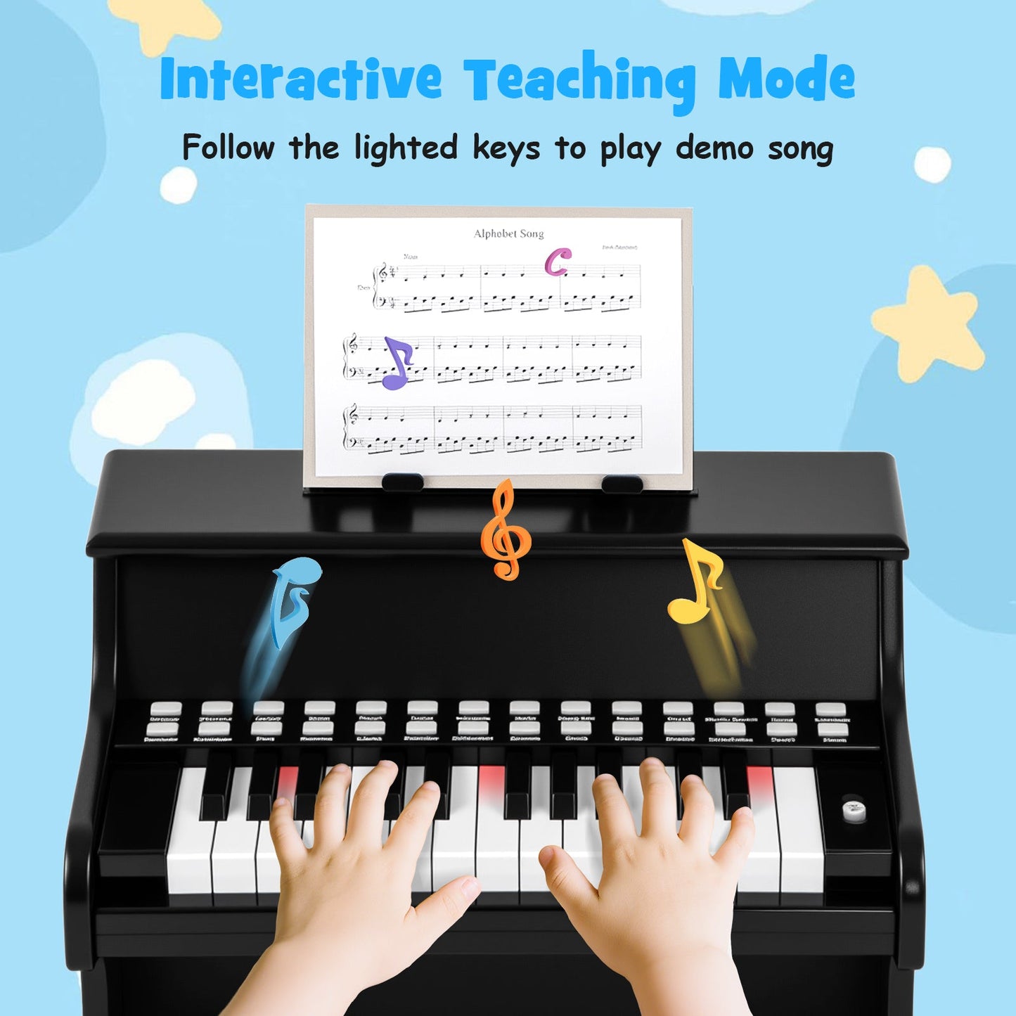 25 Keys Kids Piano Keyboard with Adjustable Speed and Teaching Mode
