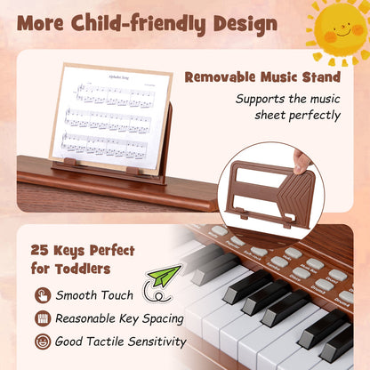 25 Keys Kids Piano Keyboard with Adjustable Speed and Teaching Mode