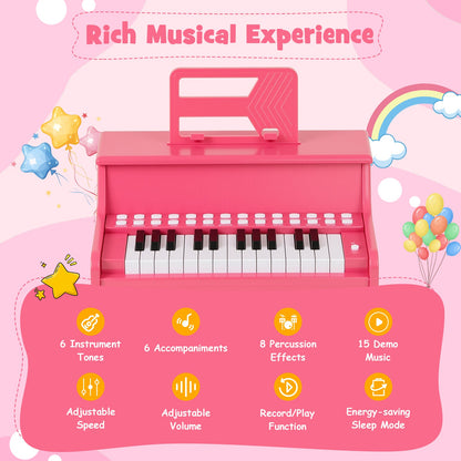 25 Keys Kids Piano Keyboard with Adjustable Speed and Teaching Mode