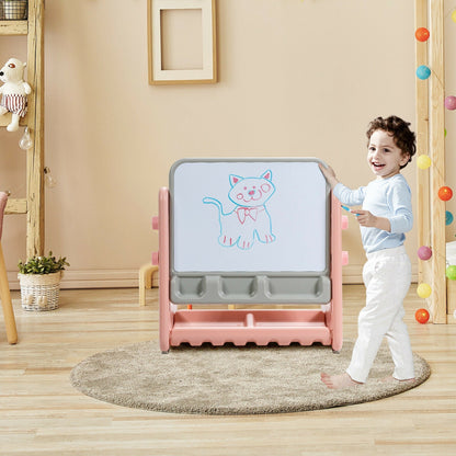 2 in 1 Kids Easel Table and Chair Set with Adjustable Art Painting Board