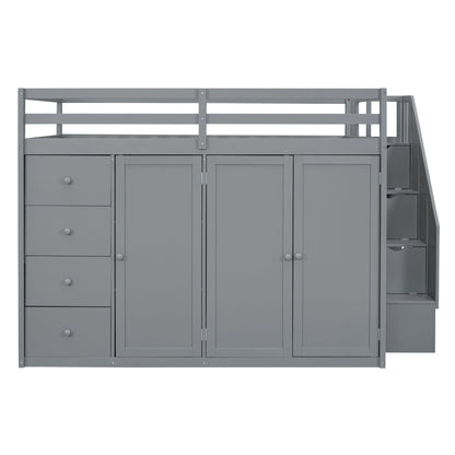 Loft Bed With Built In Wardrobes, Cabinets And Drawers