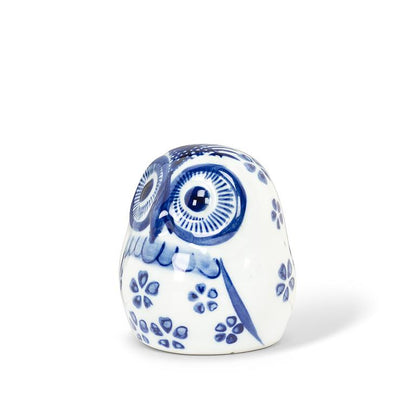 Blue & White Porcelain Owl Accent