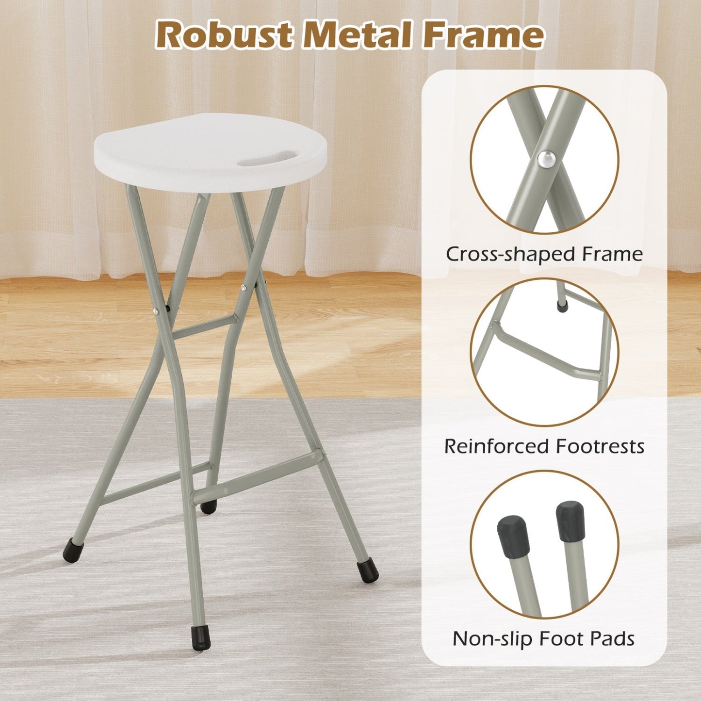 Folding Patio Dining Chairs 28" - Set of 2, 330 lbs Capacity