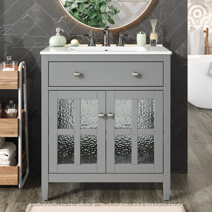 30" Bathroom Vanity with Ceramic Sink