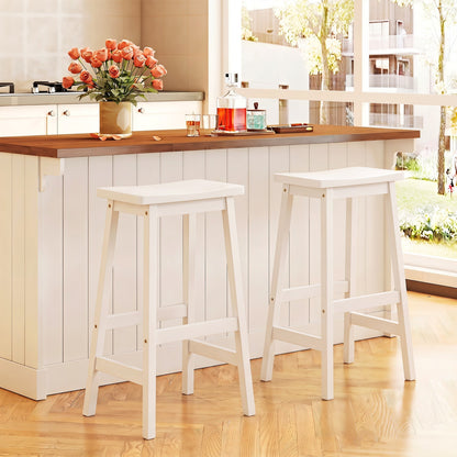29" Saddle Seat Counter Height Stool Set of 2 with Footrests